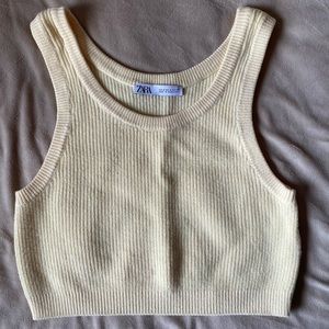 Zara yellow crop sweater tank
